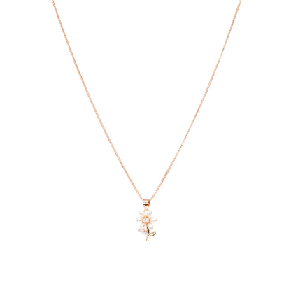 Pearl Petal Bloom Rose Gold Necklace - 925 Silver
