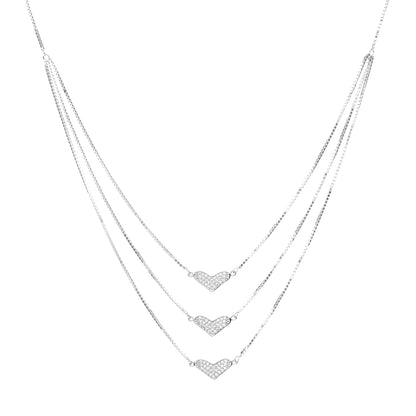 Triple Hearts Radiance Necklace - 925 Silver