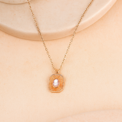 Elegant Oval Charm Necklace - 925 Silver