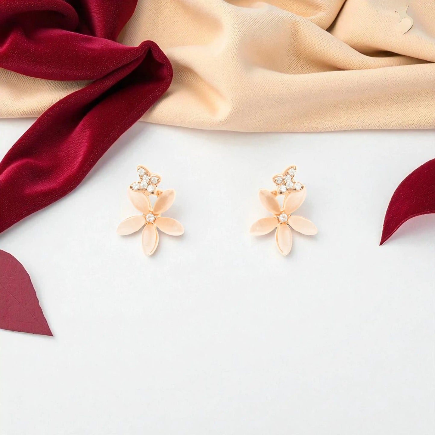 The Blossom Glint Rose Gold Earrings -925 Silver