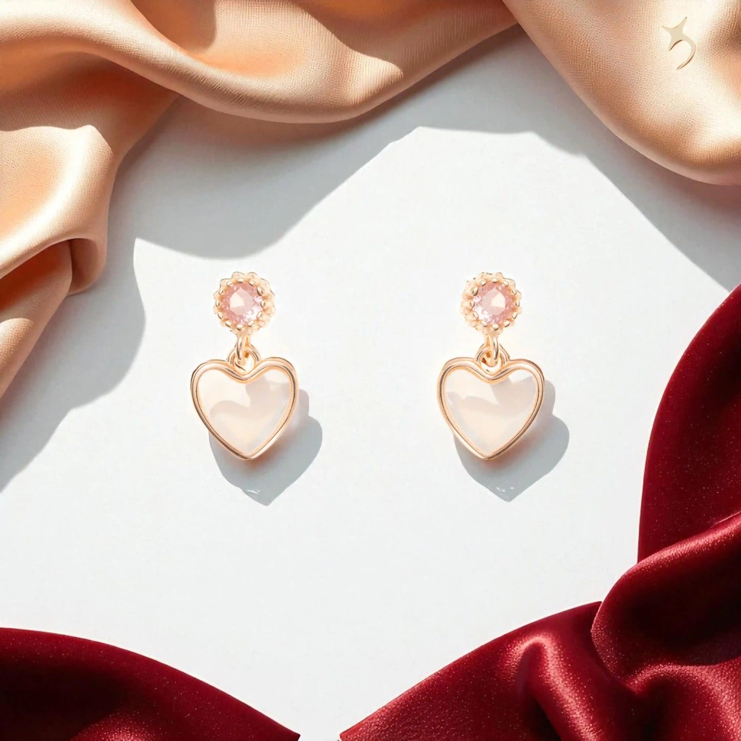 The Blush Heart Bloom Earrings - 925 Silver