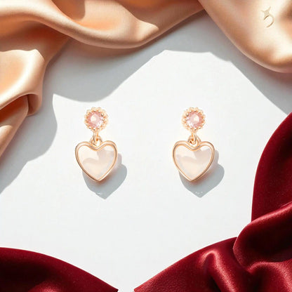 The Blush Heart Bloom Earrings - 925 Silver