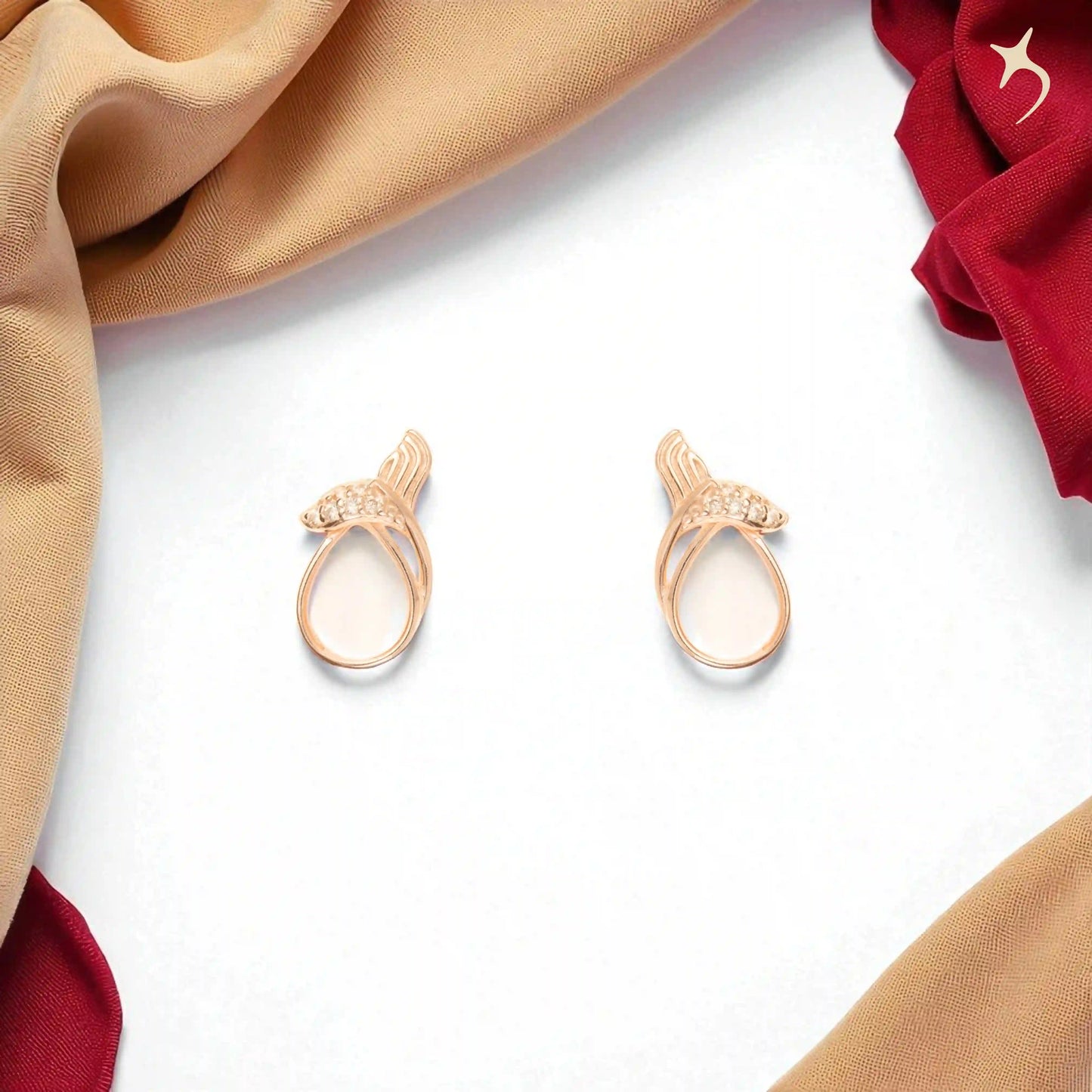 The Ethereal Dewdrop Rose Gold Earrings - 925 Silver