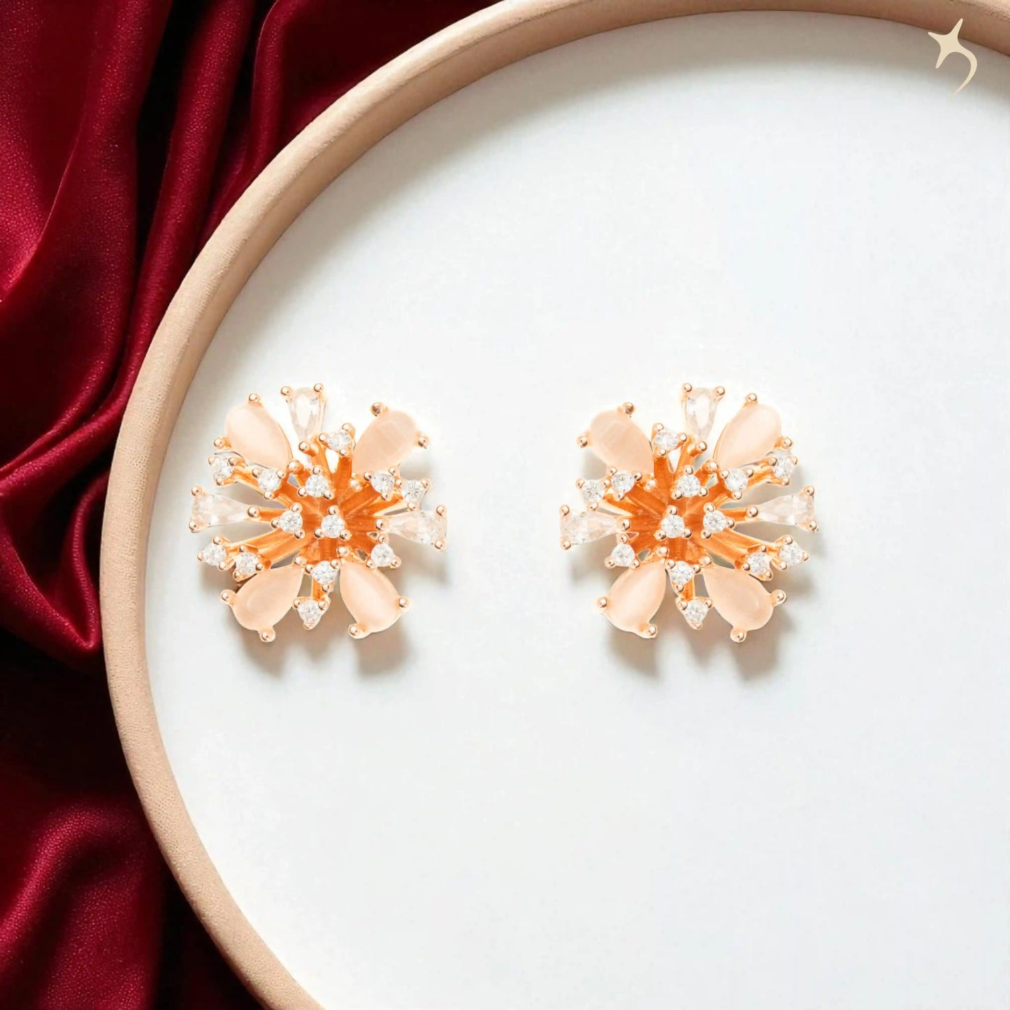 The Rosé Radiance Burst Earrings - 925 Silver