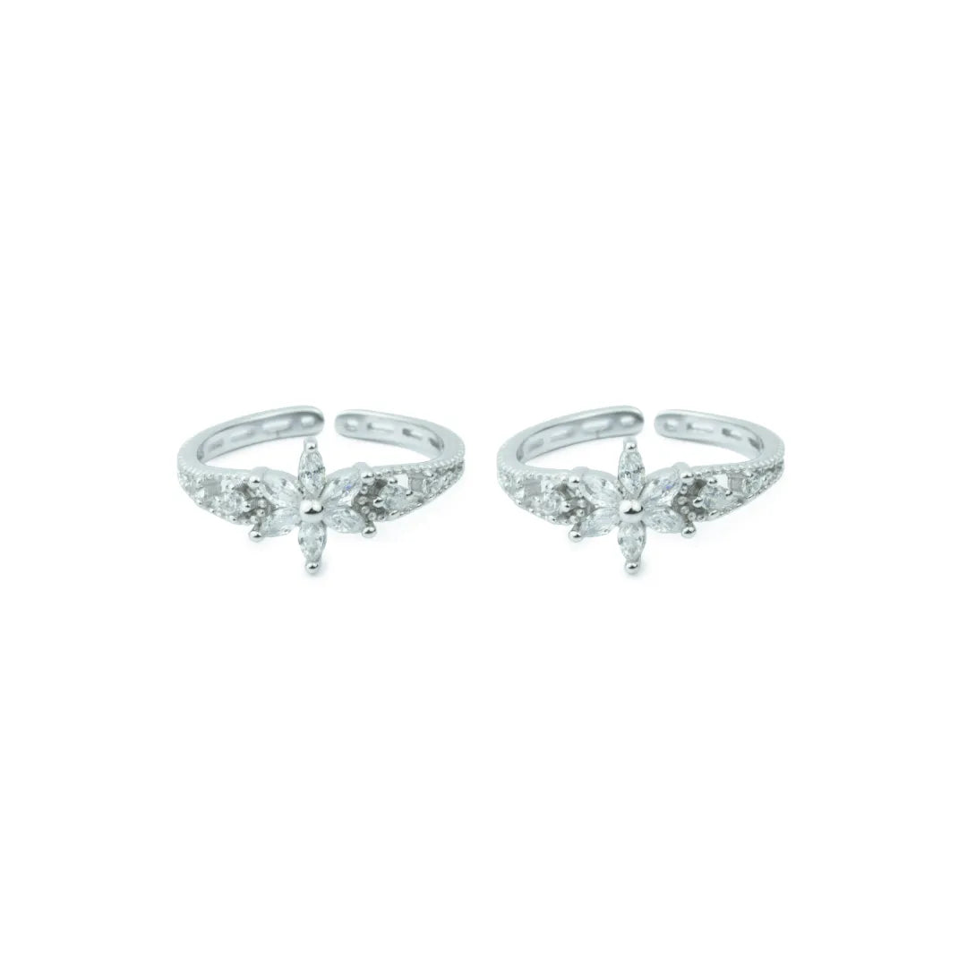 floral Glow 925 Silver Adjustable Toe Ring (Rose Gold Finish)
