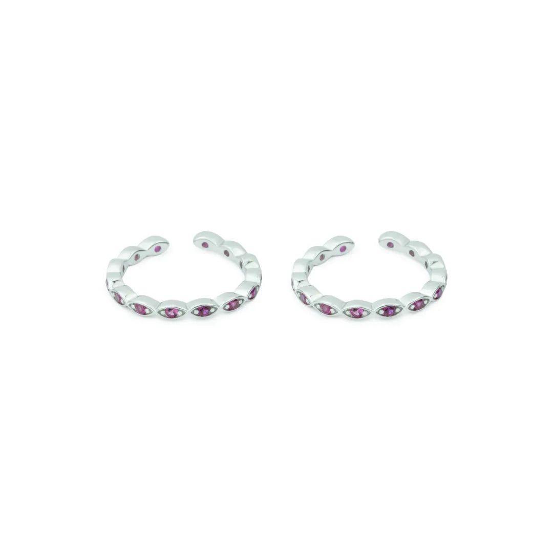 Ruby Wave Adjustable Rose Gold Toe Ring-925 Silver