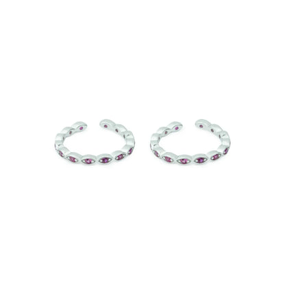 Ruby Wave Adjustable Rose Gold Toe Ring-925 Silver