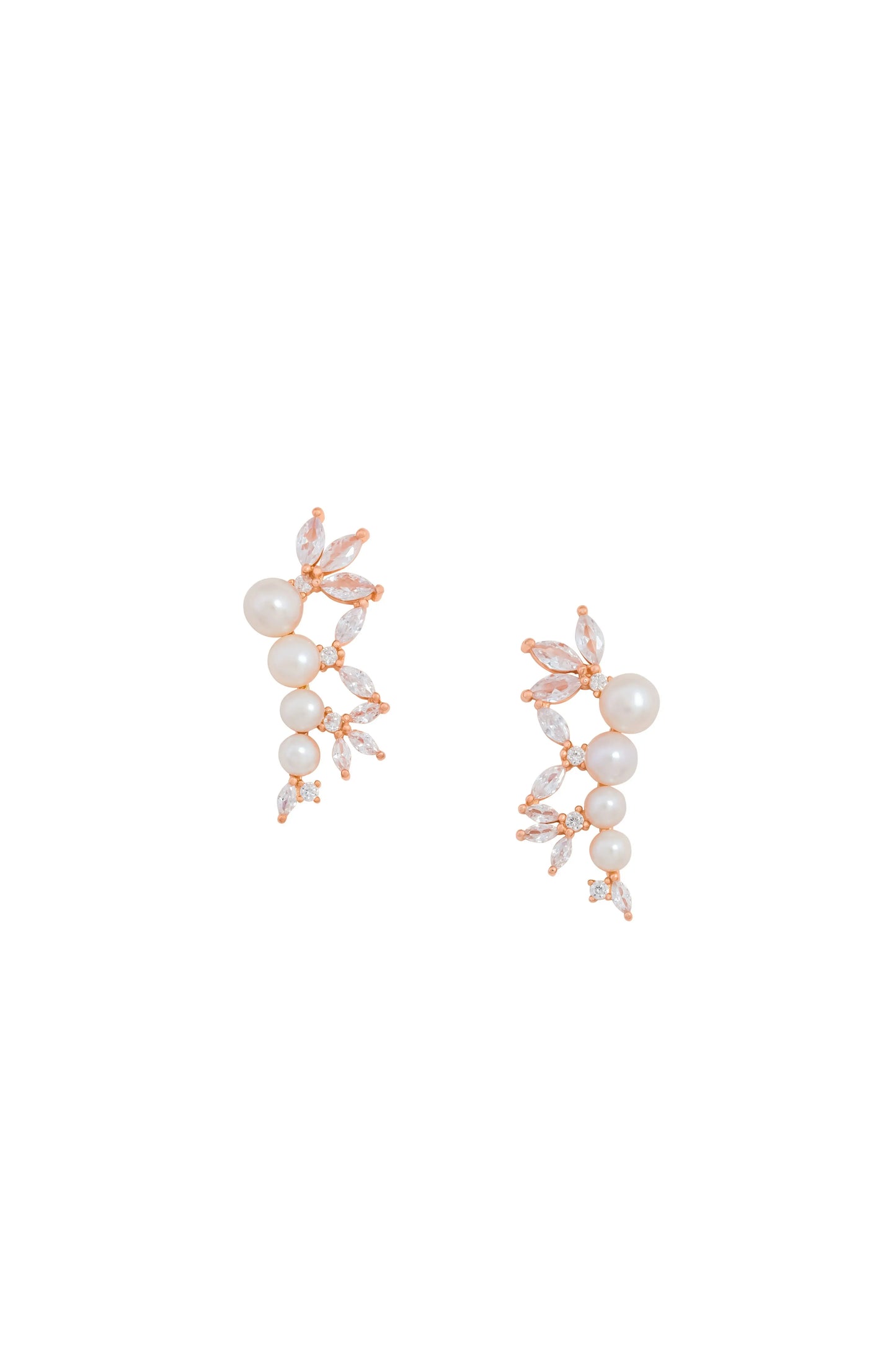 Fresh water Pearl with Cubic Zerconia Earrings - 925 Silver