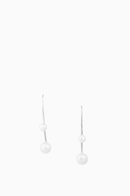 Real Pearl Hook Hanging Earrings - 925 Silver