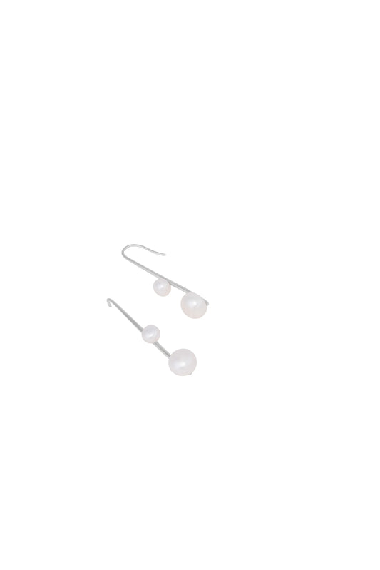 Real Pearl Hook Hanging Earrings - 925 Silver
