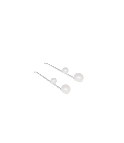 Real Pearl Hook Hanging Earrings - 925 Silver