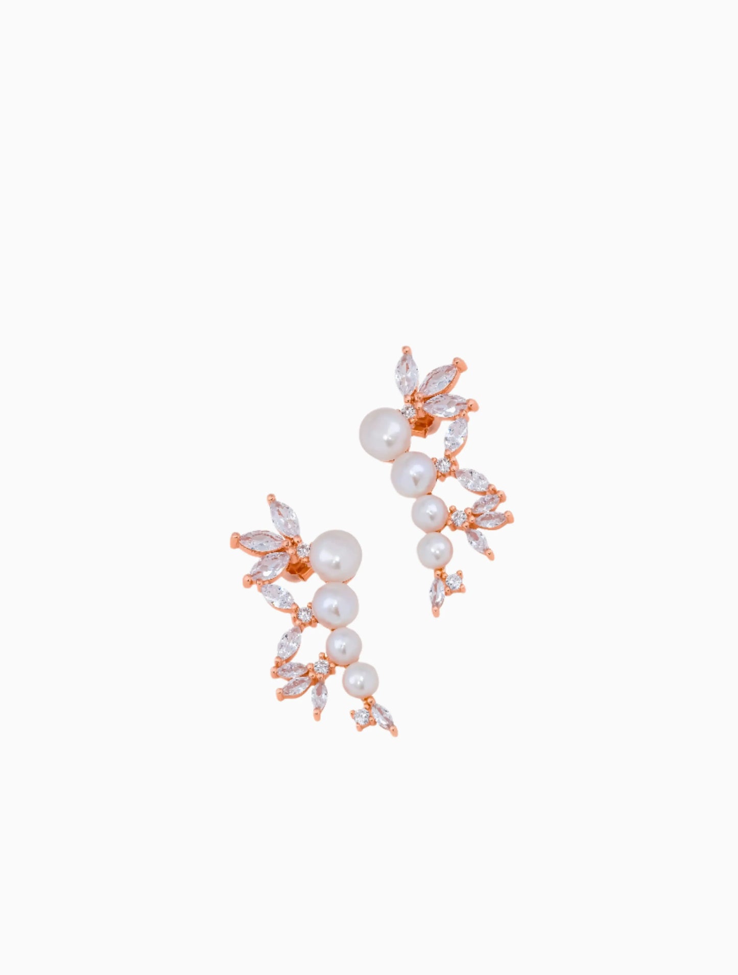 Fresh water Pearl with Cubic Zerconia Earrings - 925 Silver