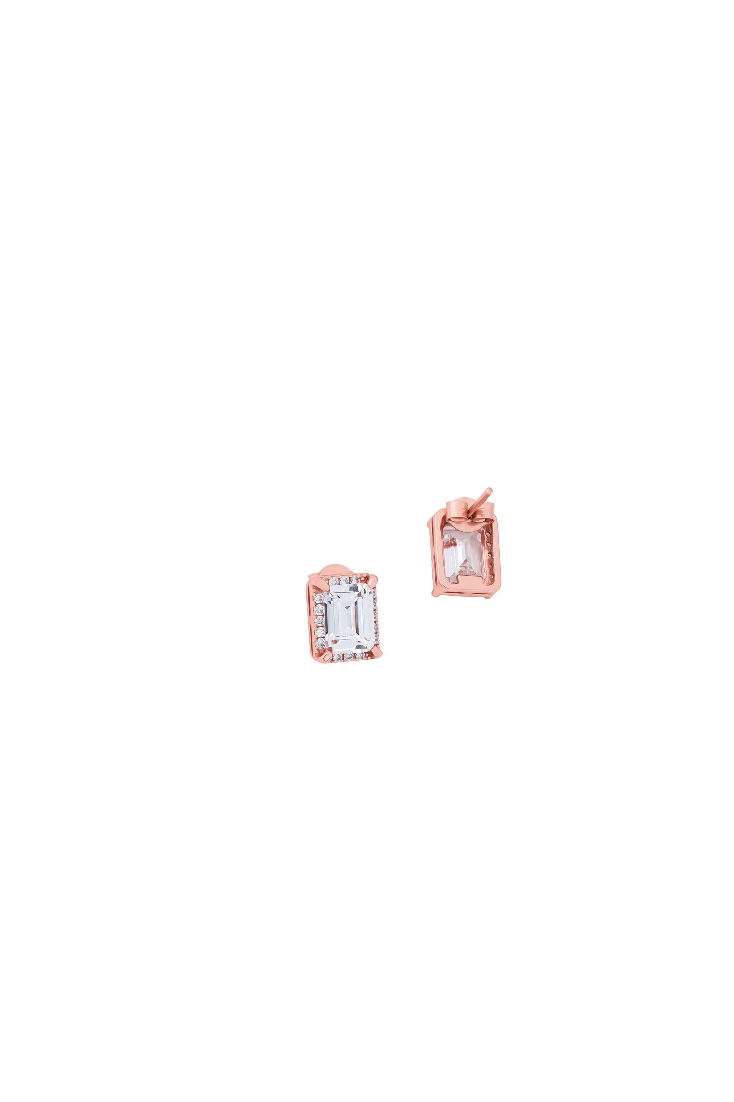 Cubic Zerconia Stone Emerald Cut Earrings - 925 Silver