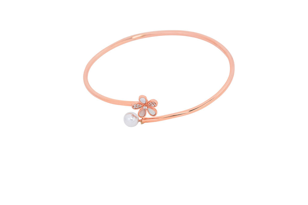 Blossom Grace 925 Silver Adjustable Rose Gold Kada