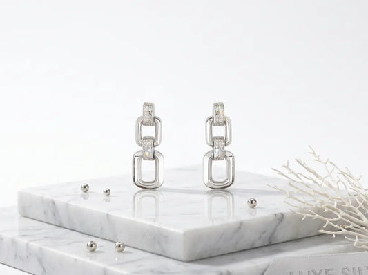 Infinity Link Rose Gold Earrings - 925 Silver