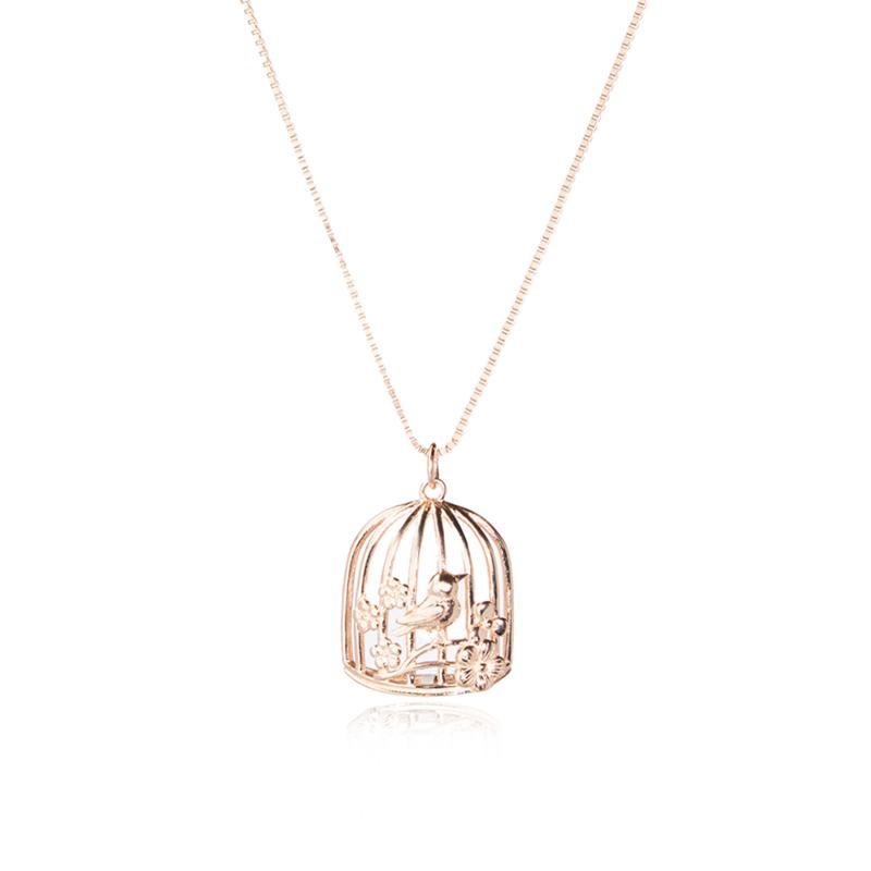 Birdcage Charm Necklace - 925 Silver