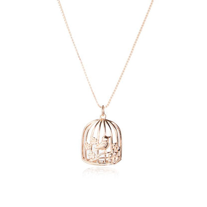 Birdcage Charm Necklace - 925 Silver