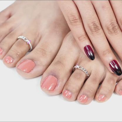 Ruby Chain Blossom 925 Silver Adjustable Toe Ring