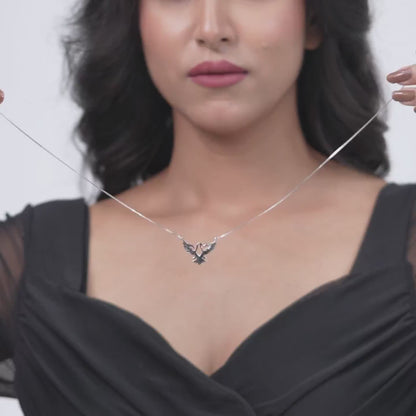 Graceful 925 Silver Majestic Eagle Wings Adjustable Pendant Chain