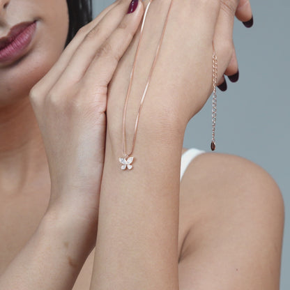 Butterfly Grace Necklace - 925 Silver rose gold