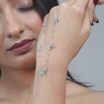 Blue Blossom Charm Necklace - 925 Silver