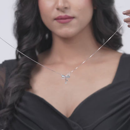 Starlit Bow Silver Necklace - 925 Silver