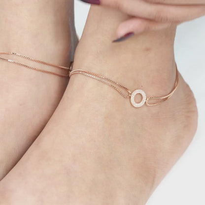 Celeste Halo Rose Gold Anklet - 925 Silver