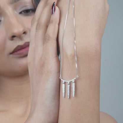 Dangling Arc Necklace - 925 Silver