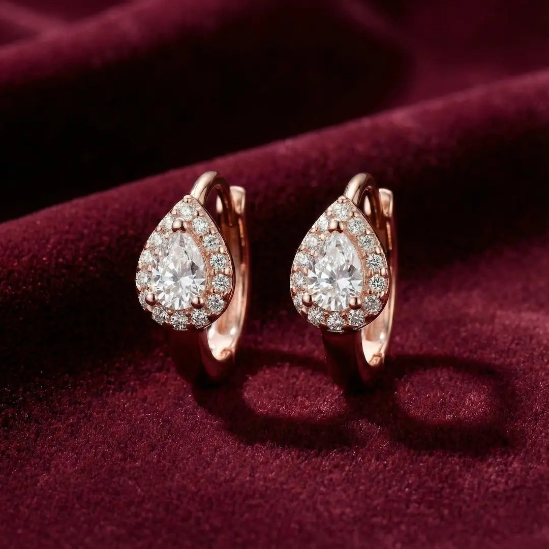 Celeste Droplet Hoops Earrings  - 925 Silver