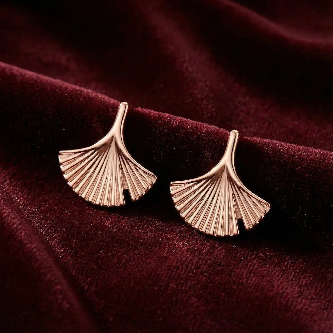 Ginkgo Grace Rose Gold Earrings - 925 Silver