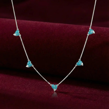 Blue Heart Whisper Charm Necklace - 925 Silver