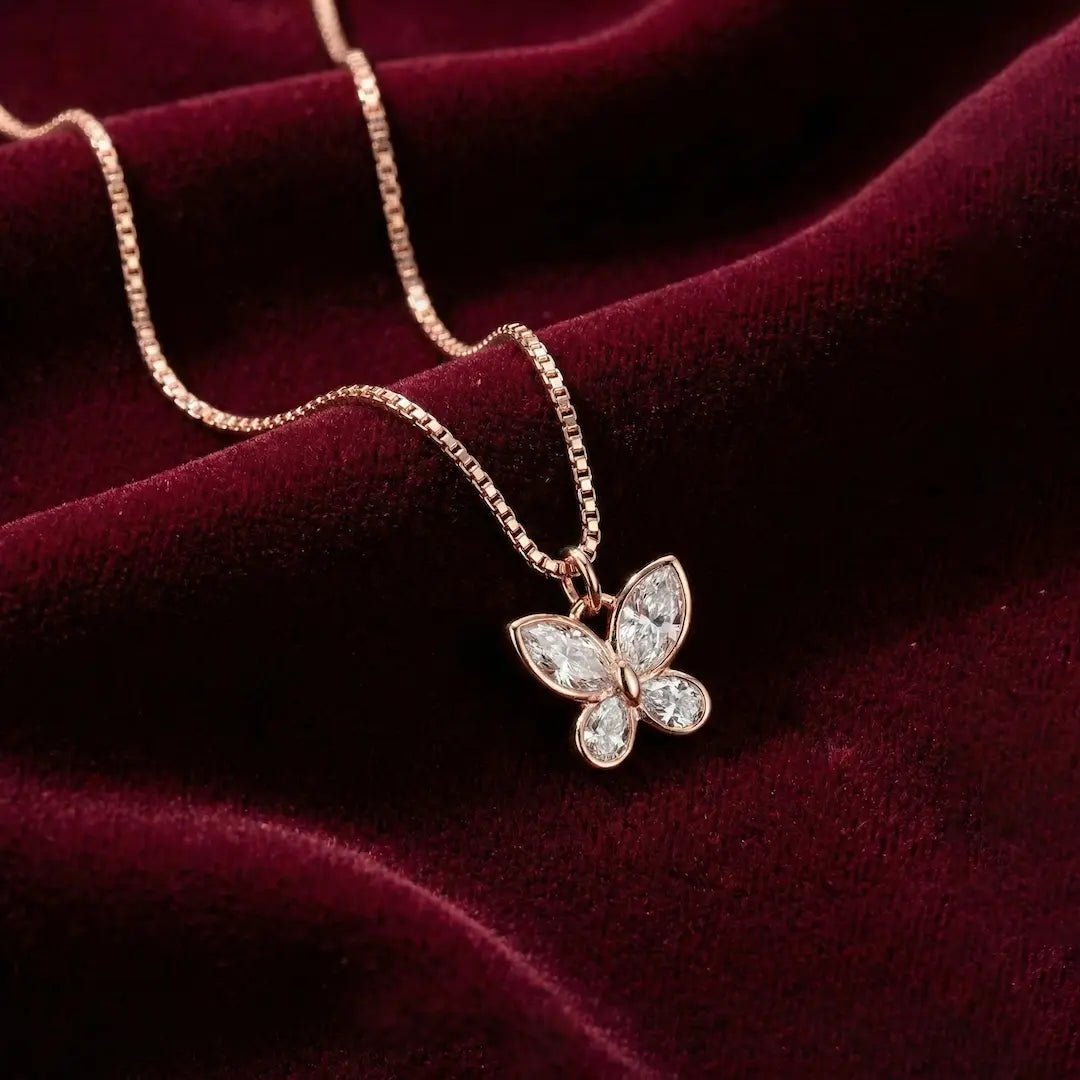 Butterfly Grace Necklace - 925 Silver rose gold