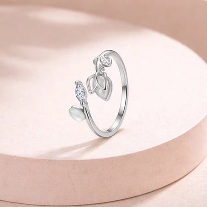 Graceful 925 Silver Blooming Tulip Adjustable Open Ring