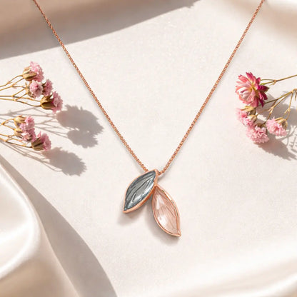 Whispering Leaves Rose Gold Pendant Necklace - 925 Silver